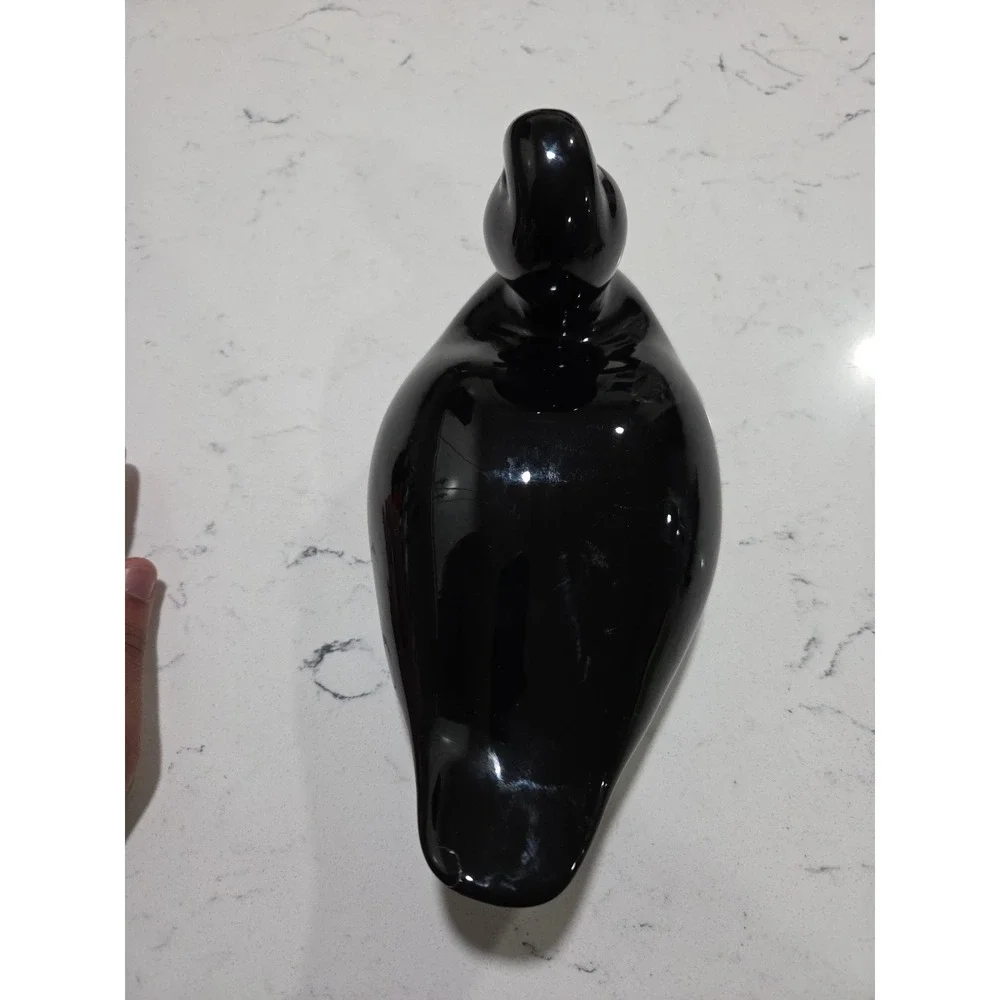 Vintage 1990s IKEA Black Onyx Ceramic Decorative Duck Figure